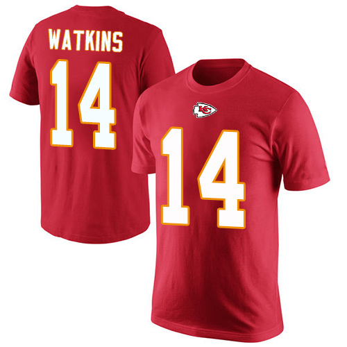 Men Kansas City Chiefs #14 Watkins Sammy Red Rush Pride Name and Number T-Shirt